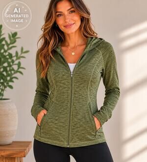 Eddie Bauer Women’s Medium Green Full Zip Hoodie Jacket Activewear